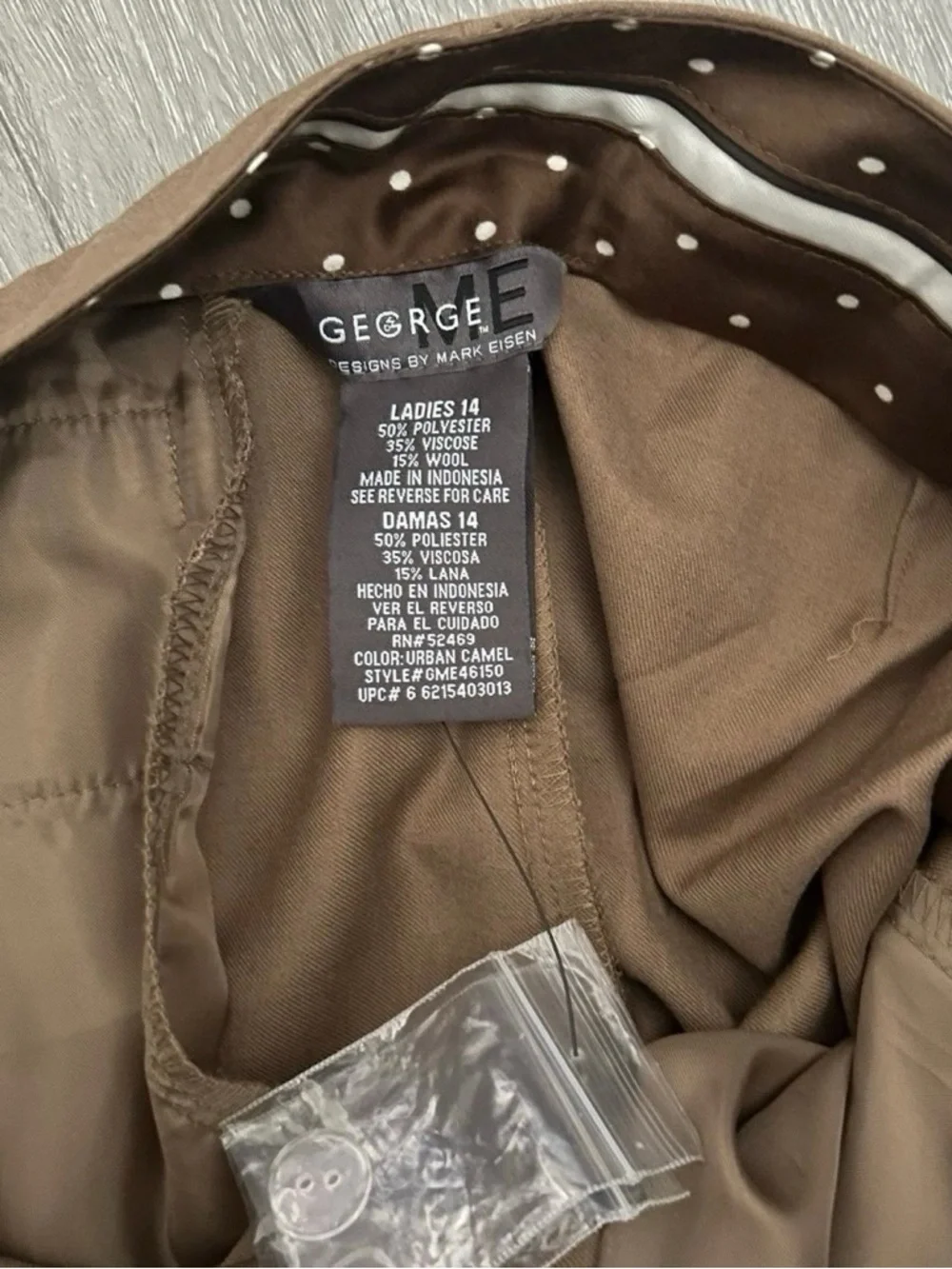 Women’s George Designs By Mark Eisen Brown Dress Pants Size 14 - Picture 3 of 3